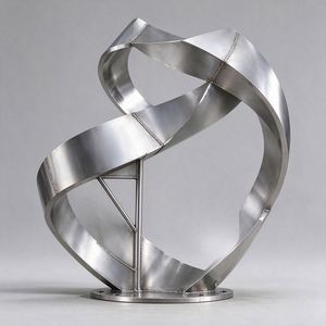 Stainless Steel Abstract <b>Sculpture</b> Mirror Finish Modern Art Metal Craft Circular Public Display Decor - Product Image 1