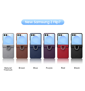 Nueva llegada para <span class=keywords><strong>Samsung</strong></span> para Galaxy <span class=keywords><strong>Z</strong></span> Flip7/Flip6/Flip5 lujo PU cuero Smartphone dedo anillo soporte plegable teléfono contraportada - Product Image 2