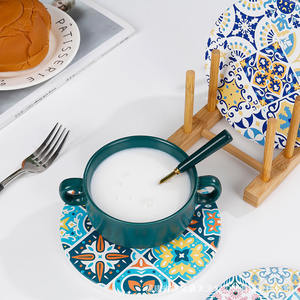 Sous-verres en céramique personnalisés de Quanzhou, Fujian, ronds, absorbants, imprimés UV, motif végétal, cadeau promotionnel, vente en gros d'usine - Product Image 5