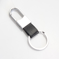 Cadeau promotionnel personnalisé, porte-clés voiture, design de mode, porte-clés en cuir noir pour hommes, porte-clés en métal