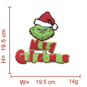 Thiết Kế Mới Kích Thước Lớn Sắt Trên Vàng/Sliver Cạnh Santa Bé Người Tuyết Họ Trẻ Em Giáng Sinh Chenille Vá - Product Image 3