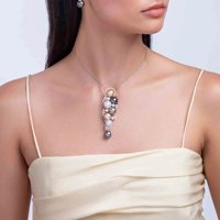 Lixin 2 pièces ensemble de bijoux fins coloré Imitation perle boucles d'oreilles collier Zircon cuivre plaqué or pour les fêtes fiançailles