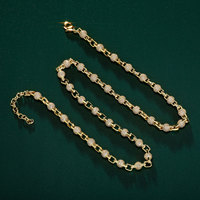 6mm Glacé Plaqué Or Perle Chaîne Collier Hommes Hip Hop Glacé Bling Boule Bracelet Ras Du Cou Diamant Cubique Zircone Boule Lien Chaîne