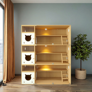 Kapalı kullanım için dayanıklı ahşap kedi kafesi, merdivenler ile çok katmanlı Pet muhafaza - Product Image 3
