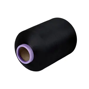 Wholesale DDB Dope dyed black DTY polyester 70 denier Bright black polyest Z twisted woven yarn dti