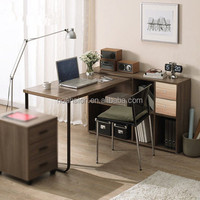 Computer Bureau Met Opslag Planken Thuis Kantoor Schrijven Studie Laptop Tafel Moderne Industriële Stijl, Hout En Metalen Frame