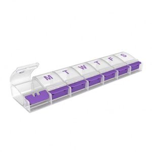 Boîte à pilules 7 jours avec bouton poussoir, organiseur quotidien de médicaments, étui de voyage en plastique détachable - Product Image 1