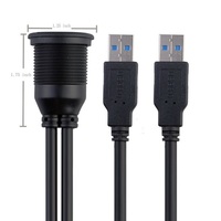 Câble de données affleurant à montage USB mâle vers USB 3.0 Câble d'extension étanche mâle vers femelle