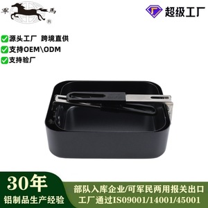 Two Piece Aluminum <b>Lunch</b> Box <b>Set</b> Non Stick Coated Portable Outdoor Bento Box Rectangle Black One Compartment - Product Image 5
