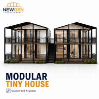 Casa Prefabricada Moderna de Dos Pisos Tipo Dúplex, Estructura Negra, Paneles Blancos, Expandible, Contenedor de Acero, para Dormitorio, Tienda u Oficina