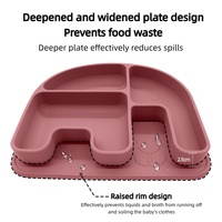 Assiette bébé en silicone écologique sans BPA, motif animal de dessin animé éléphant, antidérapante avec ventouse