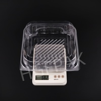 Boîte à hamburger carrée transparente en plastique jetable de 64 oz avec couvercle à charnière, en RPET/PET, pour pâtisserie, gâteaux et plats à emporter