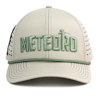 Casquette de baseball HS40 à 6 panneaux, décontractée, à visière incurvée, avec logo brodé 3D personnalisé, perforations découpées au laser et détails en corde
