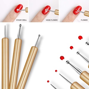 Yihuale-Herramientas de punteo de doble punta, 5 uds., Diseño Artesanal, Nail Art, mango de madera de 2 vías, pluma punteadora, 2022 - Product Image 3