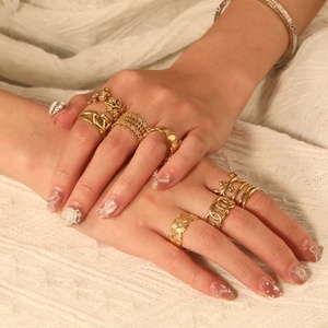 Hot Selling Multiple Styles <strong>Custom</strong> <strong>Ring</strong> 18k Gold Plated Jewelry Waterproof Wholesale Bulk Women Finger Stainless Steel <strong>Rings</strong> - Product Image 3