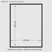 Cadre photo en aluminium noir A2 avec passe-partout blanc amovible 420x594mm 16,5x23,4 pouces, cadre fin en métal pour affiche, impression non incluse