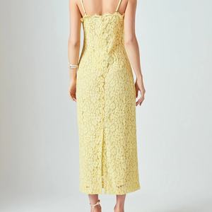 Vestido Midi Casual de Verano con Cuello Cuadrado, Estampado Floral, Columna con Encaje Bordado y Diseño Calado, Largo Midi ODM - Product Image 3