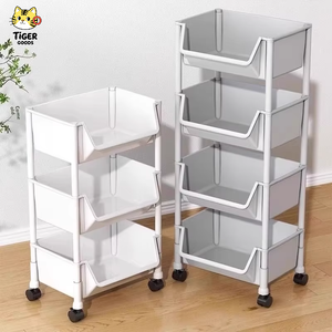 TGYW Petit chariot mobile à 4 niveaux, étagère de <span class=keywords><strong>rangement</strong></span> simple pour salon, <span class=keywords><strong>chambre</strong></span>, collations et articles divers, organisateur de vide-espaces - Product Image 1