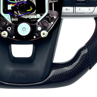 Volant modifié semi-perforé en cuir marqué rouge avec fibre de carbone noire pour Toyota ZC-FT-YD-T1