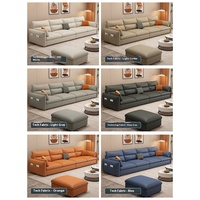 Modernes Cream Tech Stoff Schnitts ofa Einfaches Design Double Chaise Longue für kleine Wohnungen Mietzimmer für drei