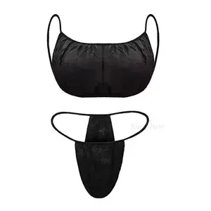 5000 Stück Fabrik Großhandel Panti Desechable Para Spa String Jetable Ingerie Frauen Tanga Bikinis Einweg-BH und Slip für Spa