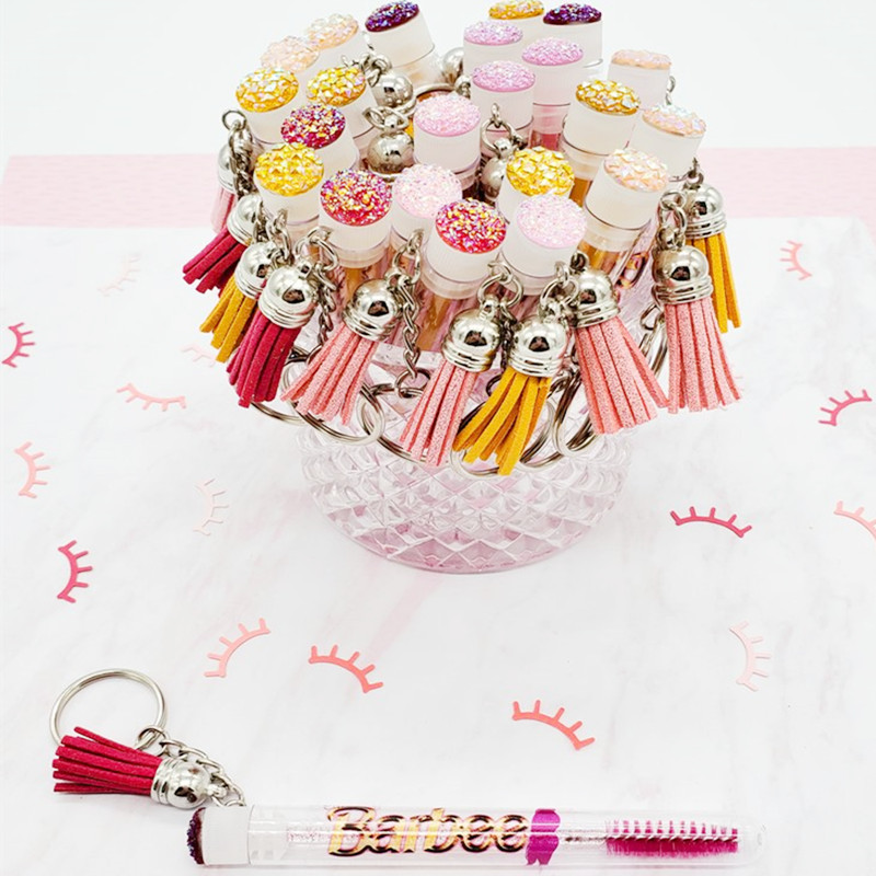 Новинка, кисть для туши для ресниц с цепочкой для ключей, рекламный логотип на заказ, пустые туши для ресниц с кисточкой