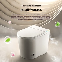 WC monobloc de luxe à double chasse avec siphon, en céramique blanche et ABS, réservoir encastré, fixation au sol, chasse d'eau à débit rapide, séchage à air chaud et commande intégrée