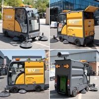 Balayeuse de voirie électrique à cabine fermée avec grand bac à poussière et doubles brosses pour parking, OEM ODM, vente en gros, directement de l'usine