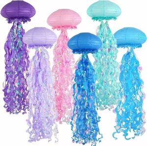 Décorations d'anniversaire sirène, lanternes suspendues en papier méduse rose, lavande, bleu pour fête prénatale sur le thème de <span class=keywords><strong>l</strong></span>'océan - Product Image 3