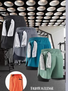 Pantaloncini da Corsa da Uomo 2 in 1 a Rapida Asciugatura, <span class=keywords><strong>Shorts</strong></span> Atletici con Fodera a Compressione, Pantaloni da Allenamento per Sport all'Aperto e Tennis - Product Image 6