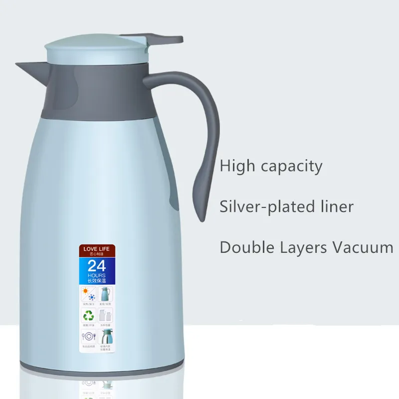 Vacuum Insulated Thermal Pot Tea Coffee Pot Double Layers Glass Liner PP Insulation Vacuum Thermos Pot