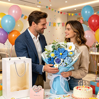 Künstliche Blumen Geschenk Orange Große Größe Handgemachter Gestrickter Lilien-Tulpen-Rosen-Sonnenblumen-Strauß Gehäkelter Blumenstrauß