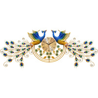 Nordische große Größe moderne Luxus Metall 3d Pfau Wanduhr Wanduhr Wohnzimmer Metall