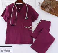 Uniformes hospitaliers à manches courtes et col en V 100% coton de haute qualité, fabriqués pour un confort supérieur en milieu médical