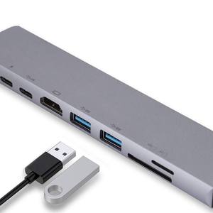 Алюминиевый 8 в 1 USB Type-C концентратор разветвитель Type-C на HdTV + VGA + LAN порт + USB 3,0 + SD/TF карта + аудио USB C концентратор док-станция - Product Image 4