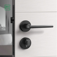 Doorplus Factory Supply Custom Luxury Bedroom Hotel Lever Poignées de porte internes noires pour portes en bois