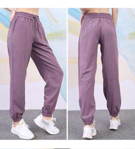 Pantalones de Yoga de cintura alta para mujer, pantalones de chándal de otoño con cordón suelto de secado rápido estilo Harem informal para correr y trabajar - Product Image 4