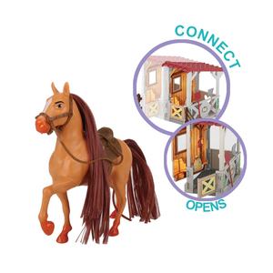 Set di giochi di figure di stalla di cavalli Set di giocattoli con stalla di cavallo con recinzione per bambini giocattoli di animali da fattoria - Product Image 5