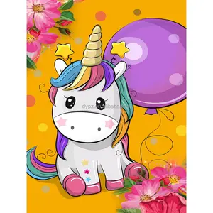 Elmas nakış karikatür hayvan 5D DIY elmas boyama yuvarlak elmas çapraz dikiş dekoratif unicorn