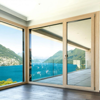 Porte coulissante en aluminium à rupture de pont thermique avec grand vitrage, serrure intelligente, isolation Low-E, résistante aux ouragans, pour villa et jardin extérieur