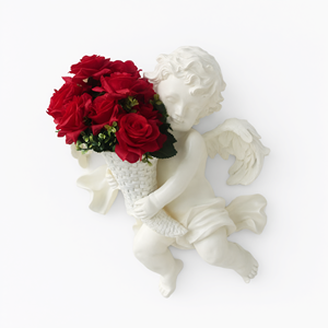 Jarrón de Pared de Resina con Diseño de Querubín Blanco Personalizado para Decoración Floral de Sala de Estar - Product Image 2