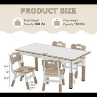 Bureau pour tout-petits réglable en hauteur avec 4 sièges, bureau moderne avec motif graffiti, ensemble table et chaise pour enfants pour l'école