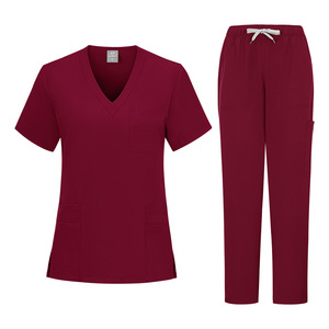 Unisex Scrub Set Moisture Wicking Knitted Split Uniform For Men And Women Hospital Workwear - Product Image 3