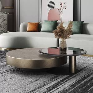 Móveis De Sala De Estar Mesas De Café De Luxo De Metal Moderno Conjunto De Mesa De Café De Vidro Simples - Product Image 4