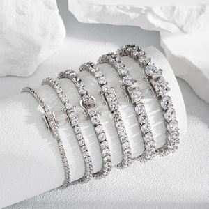 DYLAM Bracelets de mariage et de mariée en argent sterling 925, personnalisés pour couple, avec pendentif CZ Moissanite 5A 8A et chaîne tennis, bijoux fins et tendance - Product Image 5