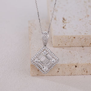 Colgantes hechos a mano de lujo cristiano 18K oro cuadrado brillante diamante Natural GIA certificado regalo de cumpleaños para mujeres rápido - Product Image 3