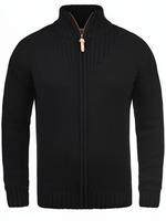 Cardigan technique haut de gamme pour homme, col roulé zippé, détails côtelés, anti-plis, veste décontractée d'hiver