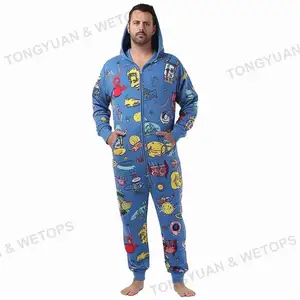 Yeni tasarım artı boyutu erkekler pijama aile pijamaları Onesie tulum yetişkin Onesie