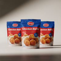 Sac d'emballage alimentaire congelé en plastique imprimé de logo personnalisé pochette debout sac de boulettes de viande de poulet