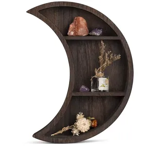 Wholesale Custom Black Wall-Mounted <strong>Moon</strong> Rack Wooden Floating Rack Decorative Wood Wall <strong>Moon</strong> <strong>Shelf</strong> <strong>Shelves</strong>. - Product Image 1